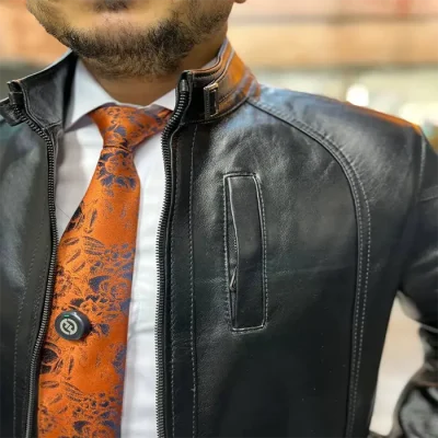  کاپشن مردانه چرم طبیعی مدل جورج