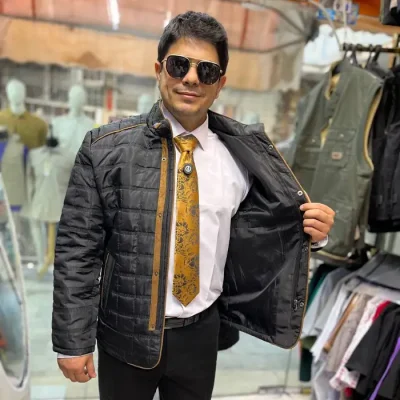 کاپشن کتی مردانه طرح مربع